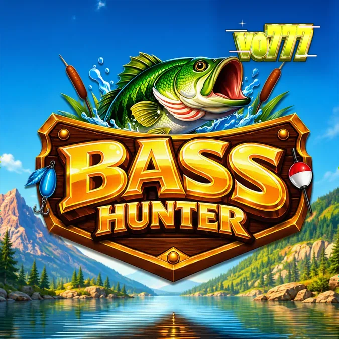 Tangkapan layar permainan slot Bass Hunter dengan simbol ikan dan Fisherman